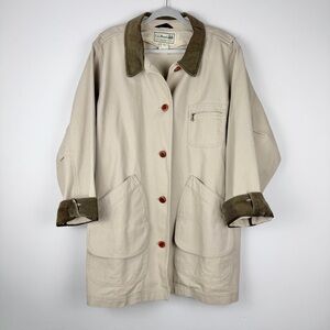 L.L. Bean Tan Utility Jacket with Brown Accents
